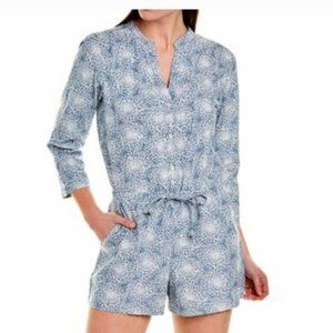 J. Crew Mercantile 3/4 Sleeve Printed Denim Romper